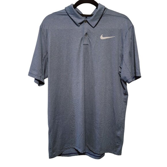 Nike Golf Dri-Fit Standard Fit Blue Striped Polo Shirt Mens Size L Outdoor - Picture 1 of 7
